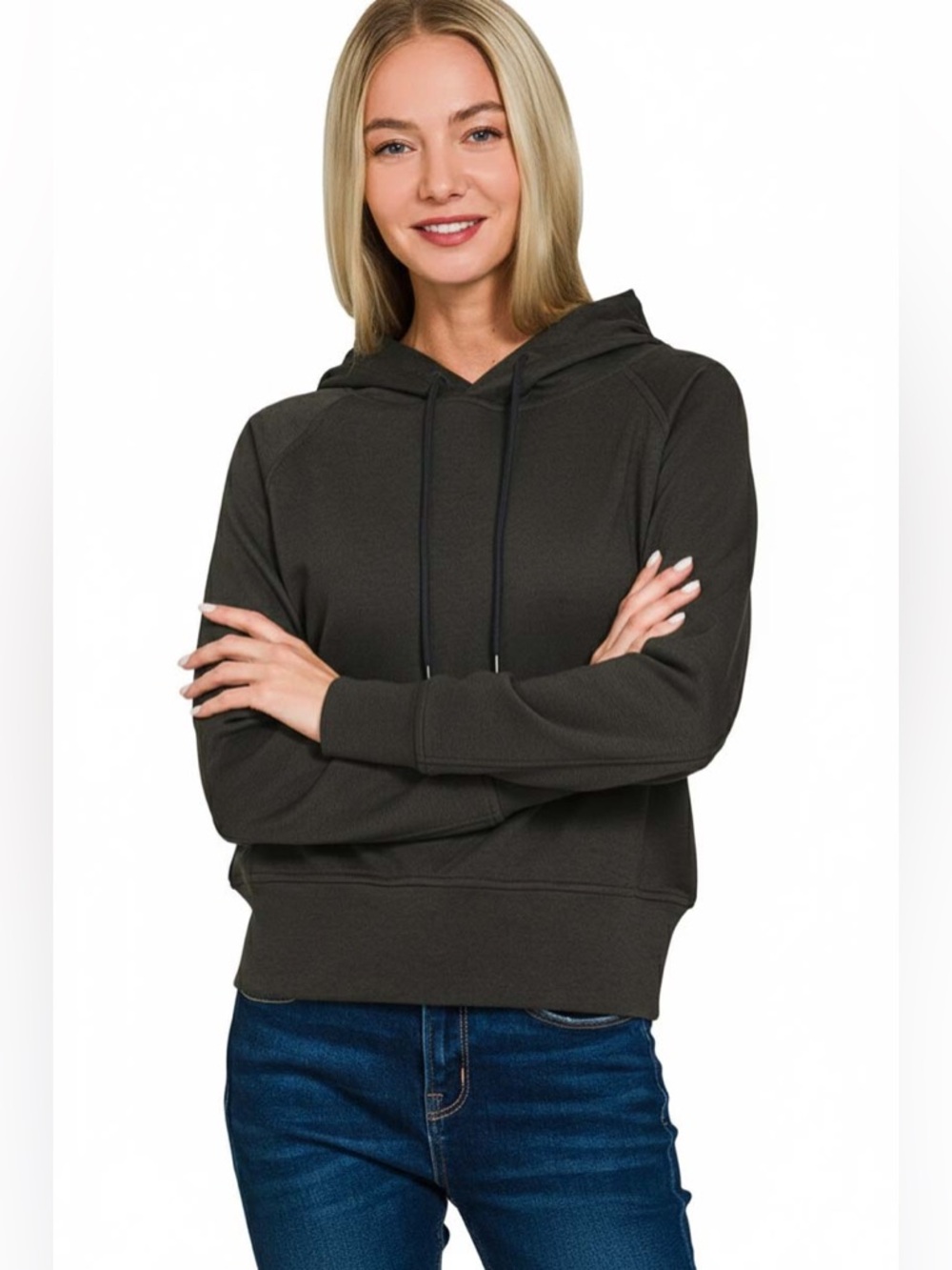 Zenana Drawstring Scuba Hoodie